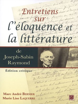 cover image of Entretiens sur l'éloquence et la littérature